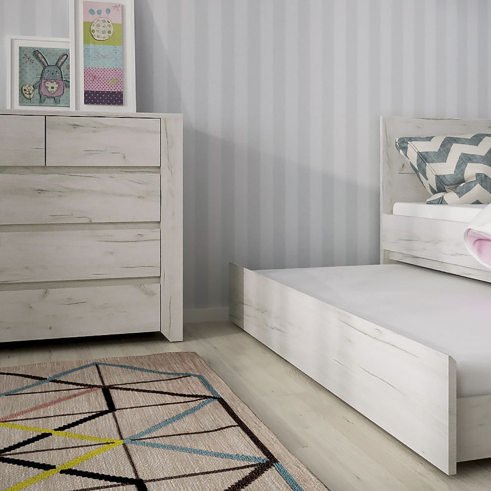 Wooden Single Bed With Underbed Drawer Including Slats - Angel