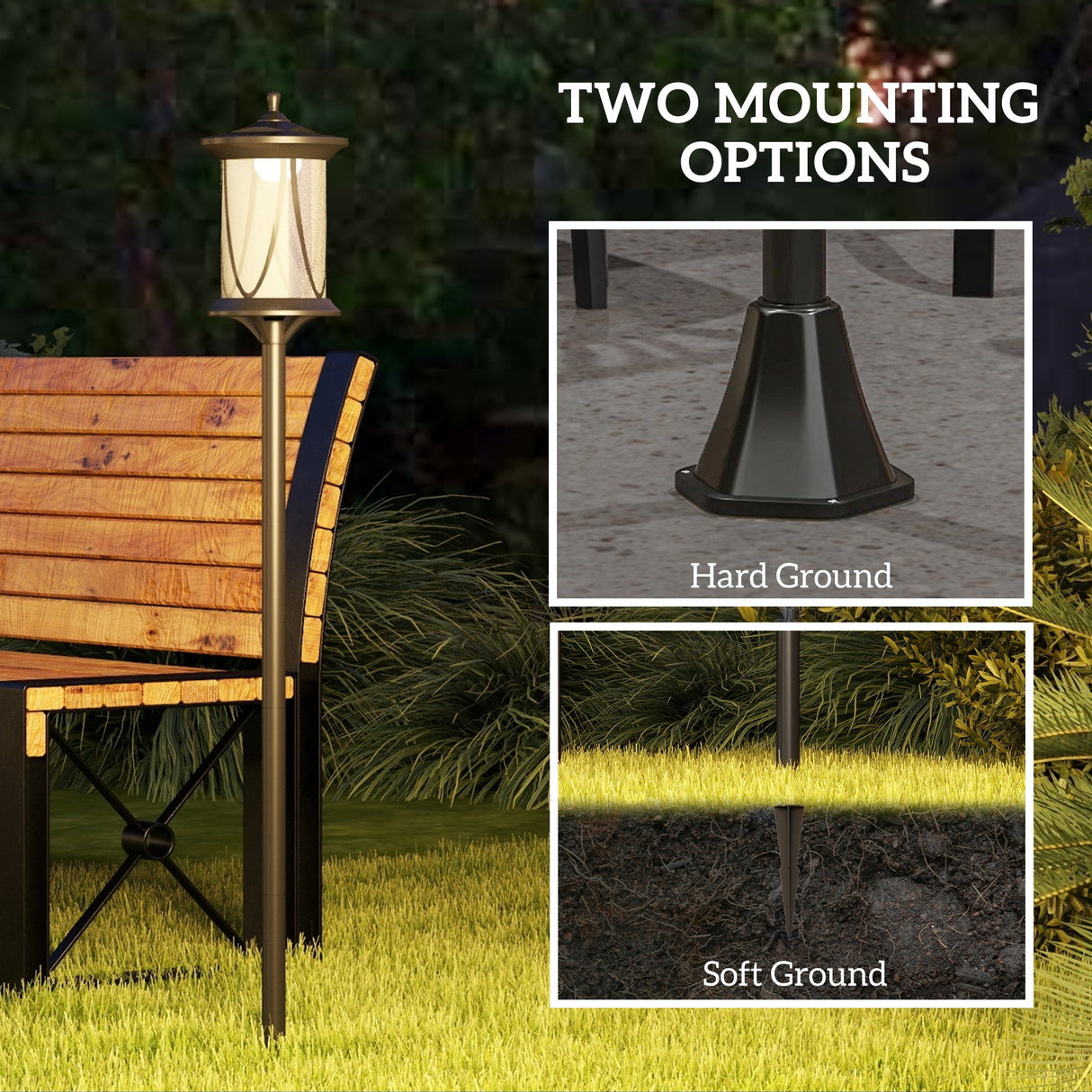 ABS Plastic 1.3m LED Solar Powered Garden Lamp Post - Velmora
