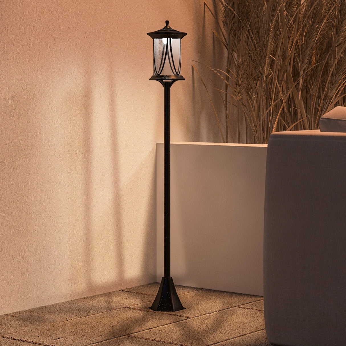 ABS Plastic 1.3m LED Solar Powered Garden Lamp Post - Velmora