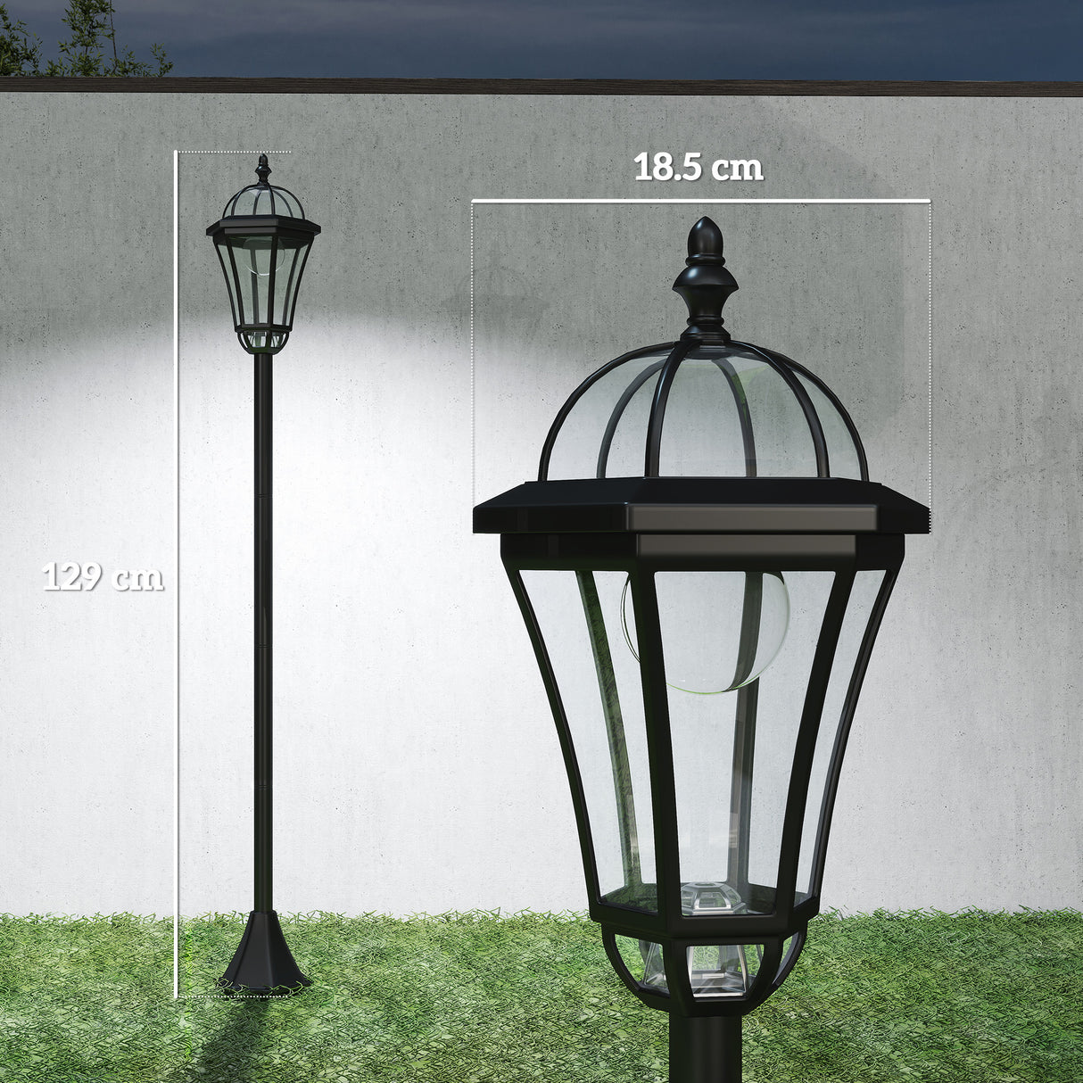 ABS Plastic 1.3m Tall Solar Powered Garden Lamp Post in Set of 2 - Velmora