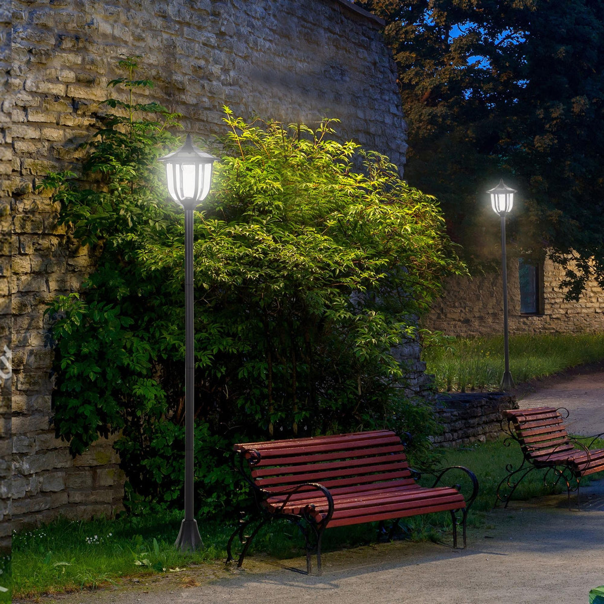 ABS Plastic 1.77m Tall Solar Powered Garden Lamp Post - Velmora