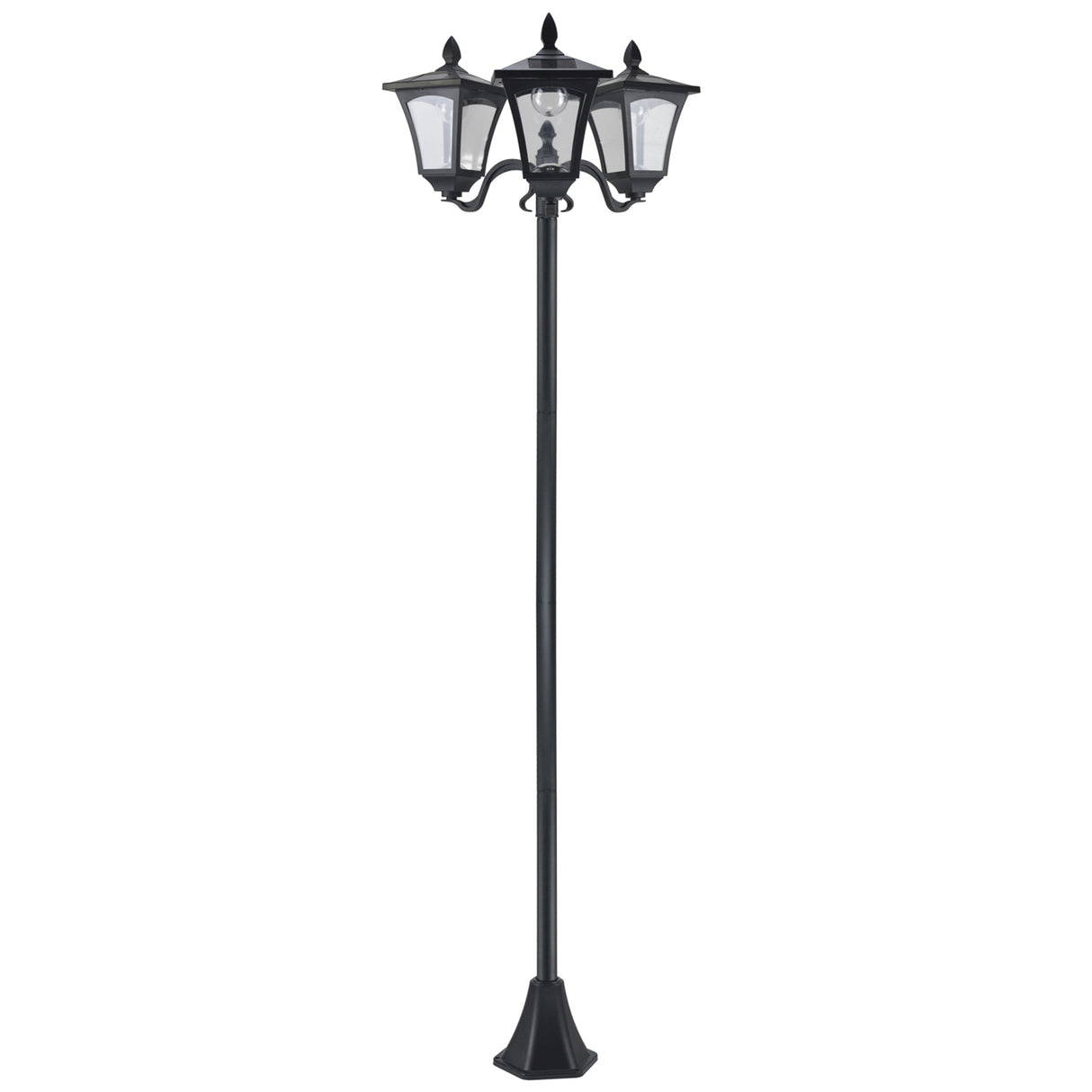 ABS Plastic 1.8m Tall Traditional Victorian Style 3 Way Head Garden Solar Lamp Post - Velmora