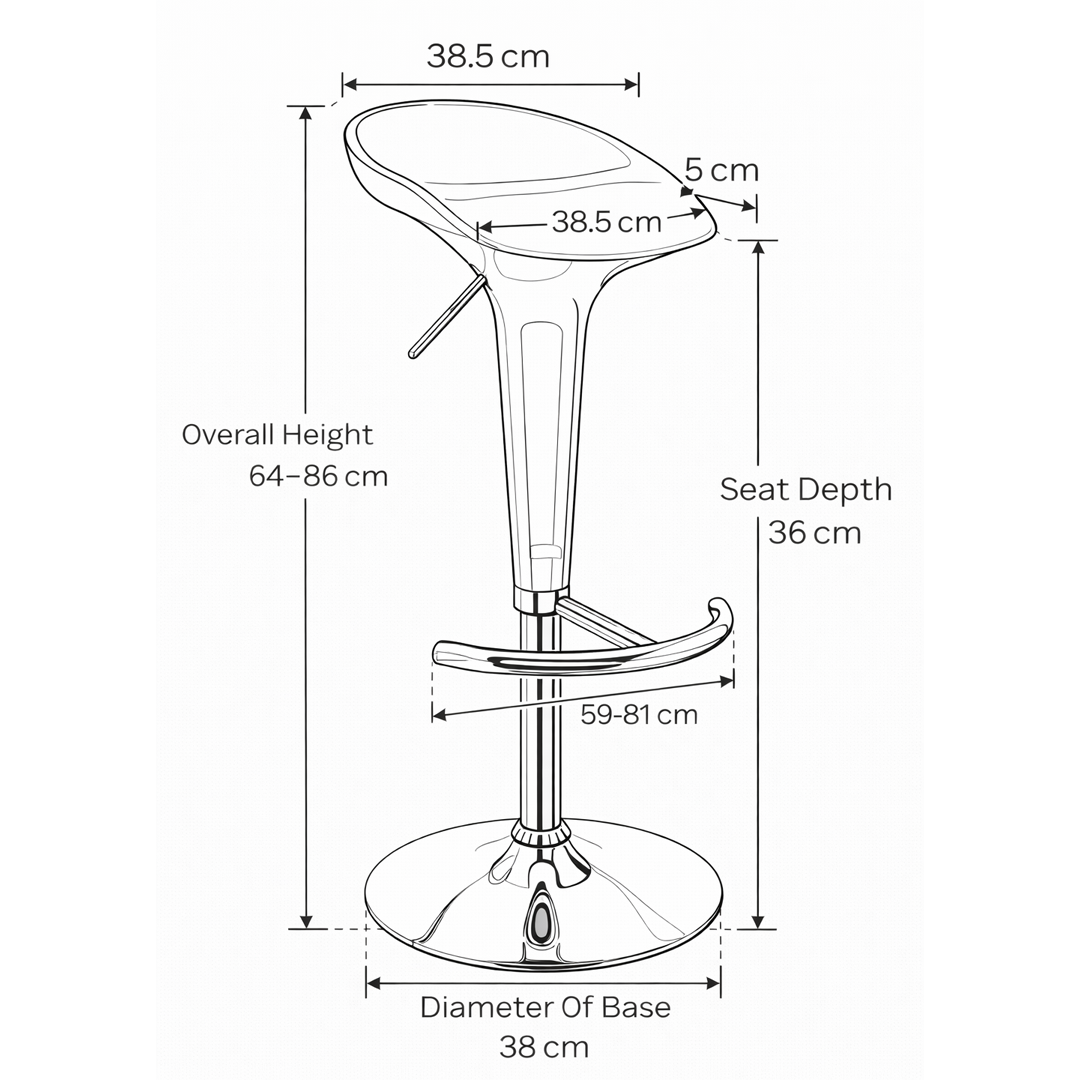 ABS Plastic Bar Stool With Chrome Base - Pentre