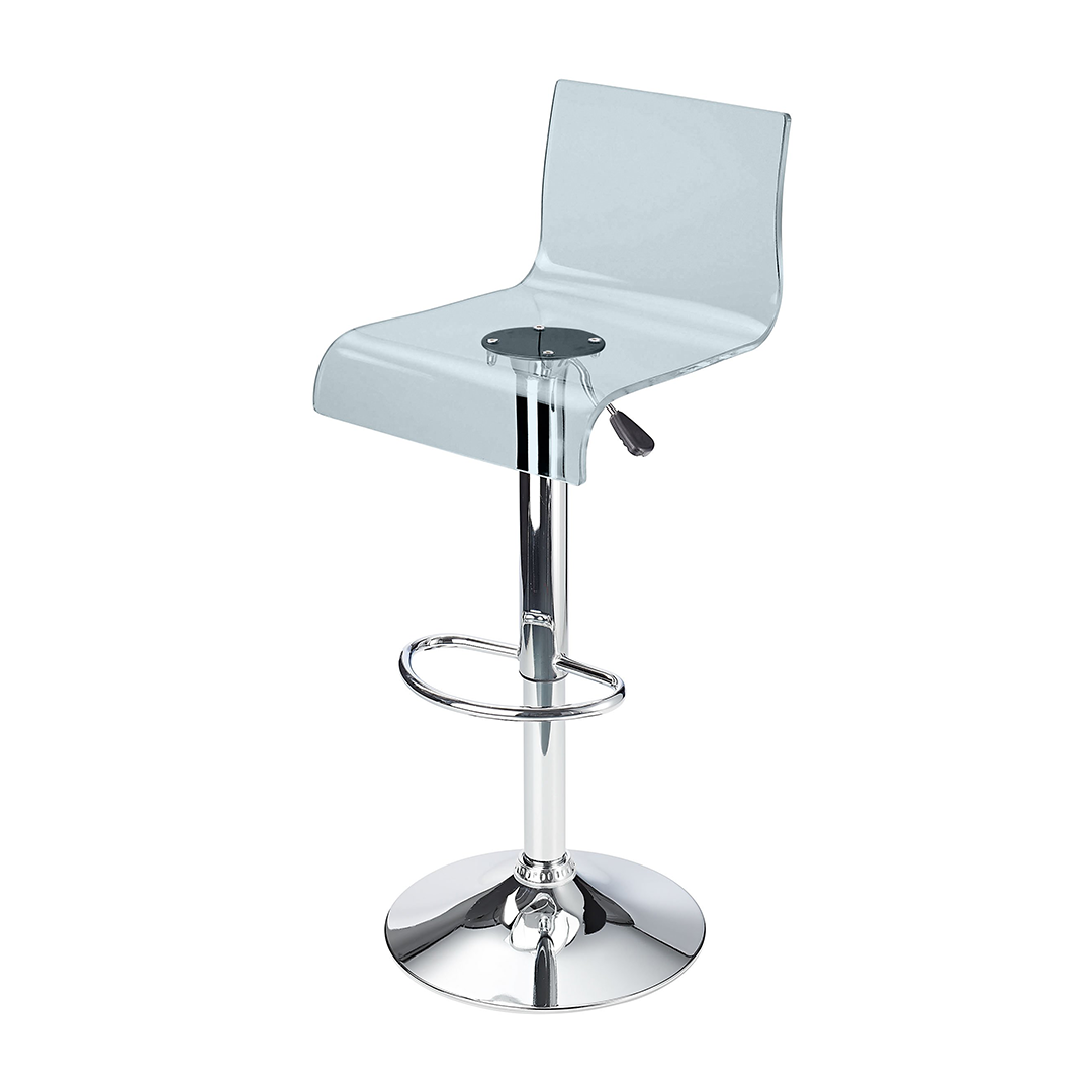 Acrylic Bar Stool With Polished Chrome Base - Grindle