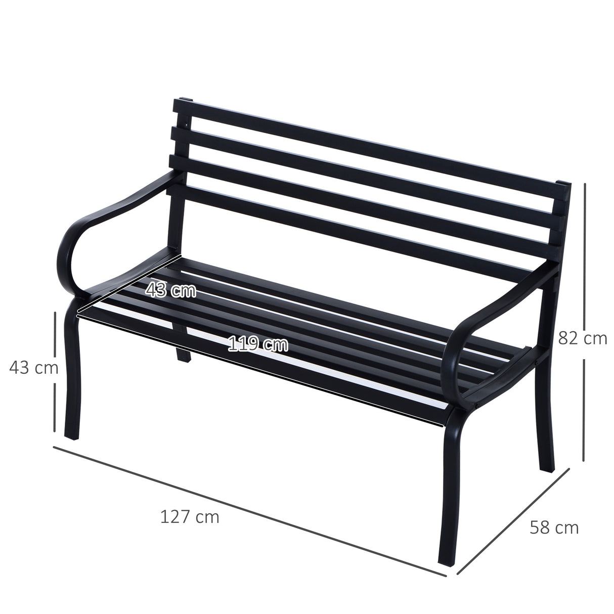 Alloy Steel 2 Seater Garden Bench Stable Patio - Velmora