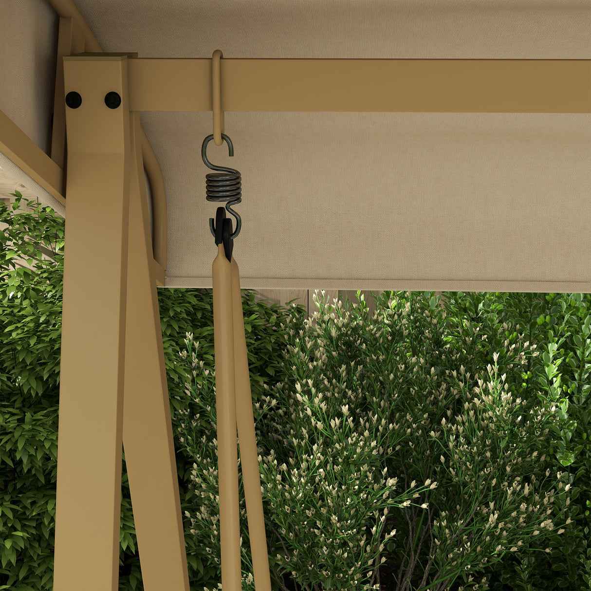 Alloy Steel 3 Seater Garden Swing Chair With Adjustable Canopy - Velmora