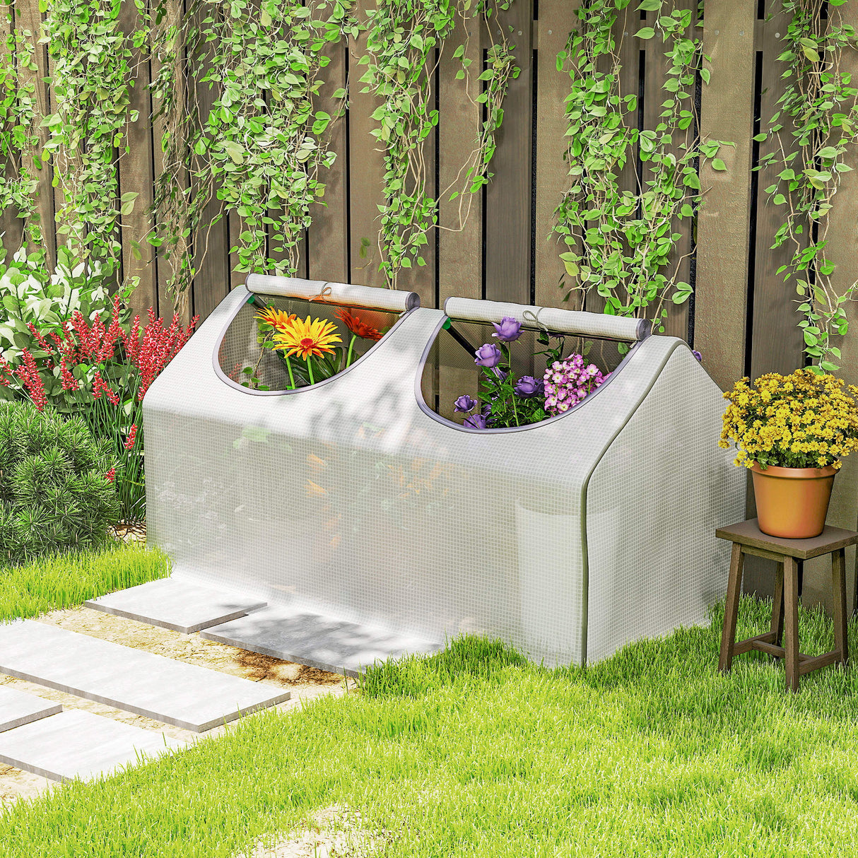 Alloy Steel Frame Garden Greenhouse 120cm Wide - Velmora