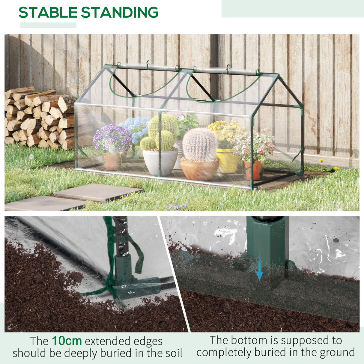 Alloy Steel Frame Garden Greenhouse 120cm Wide - Velmora