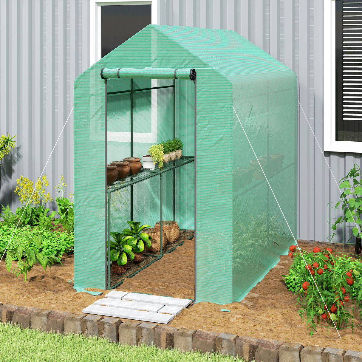 Alloy Steel Frame Garden Greenhouse 120cm Wide x 186cm Depth - Velmora
