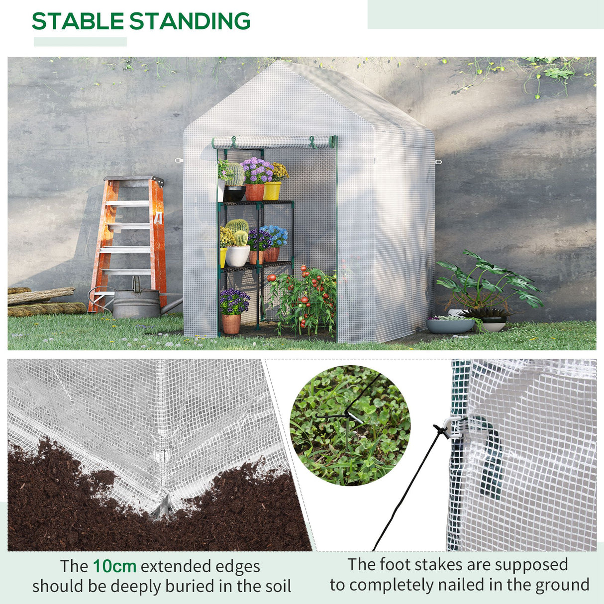 Alloy Steel Frame Garden Greenhouse 140cm Wide x 143cm Depth - Velmora