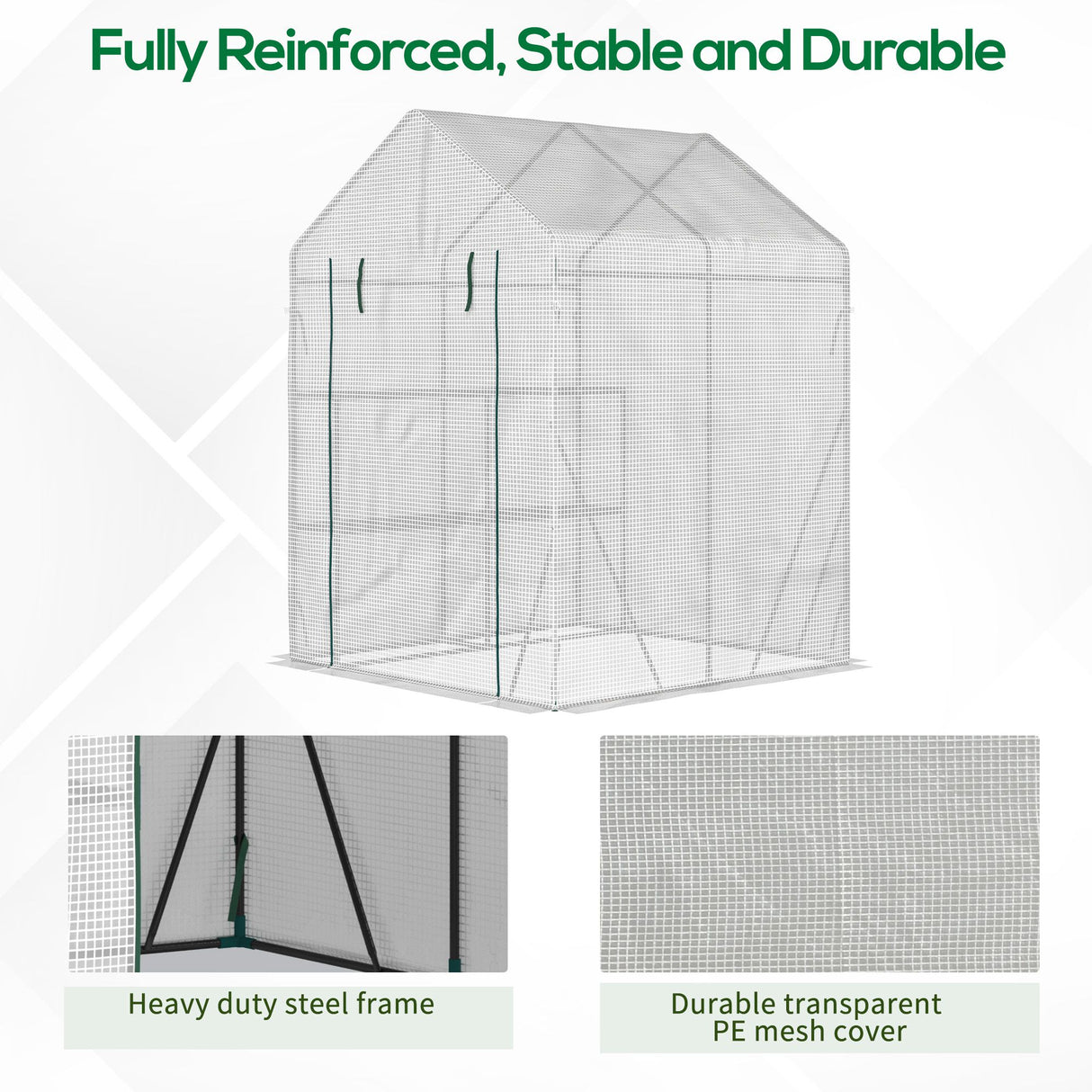 Alloy Steel Frame Garden Greenhouse 140cm Wide x 143cm Depth - Velmora