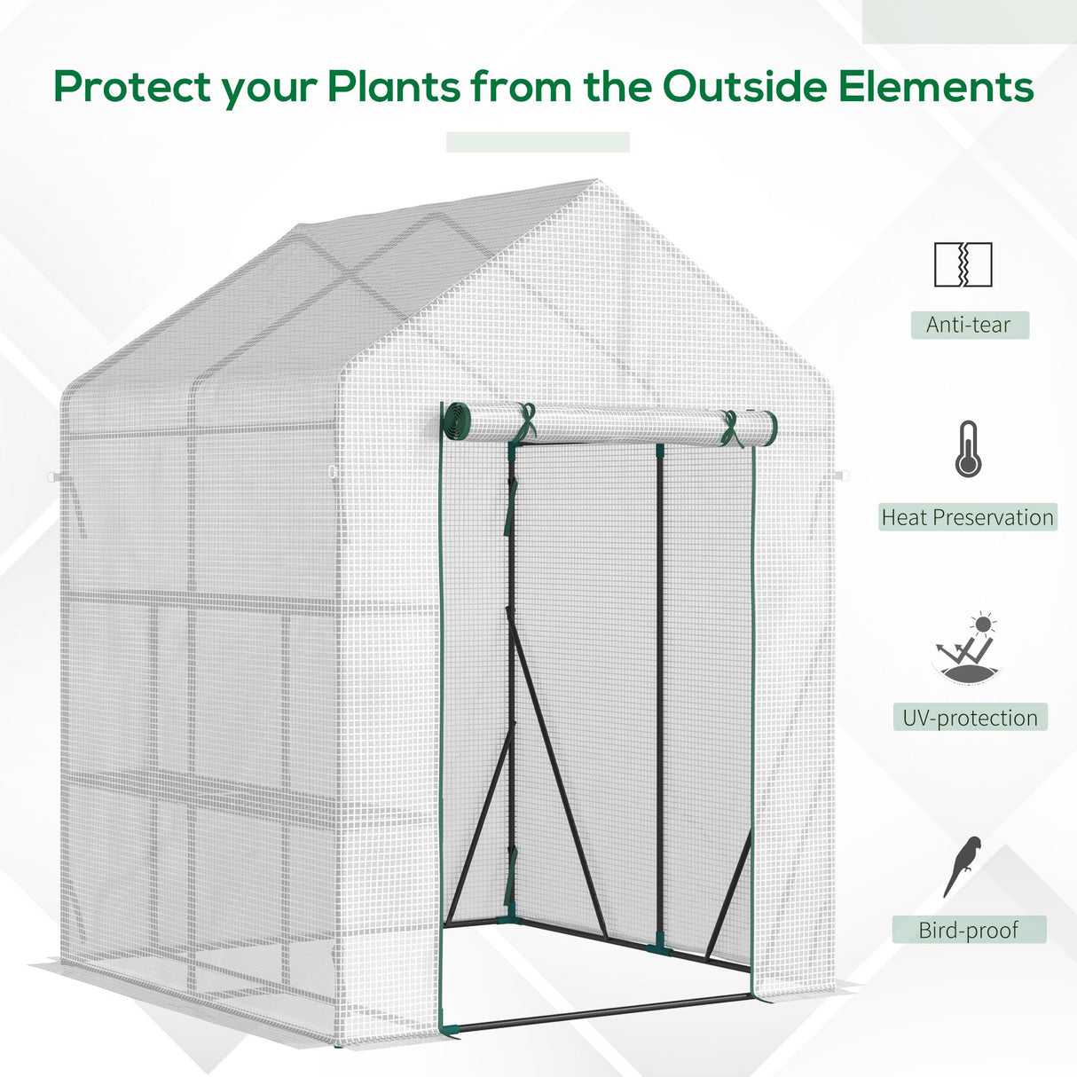 Alloy Steel Frame Garden Greenhouse 140cm Wide x 143cm Depth - Velmora