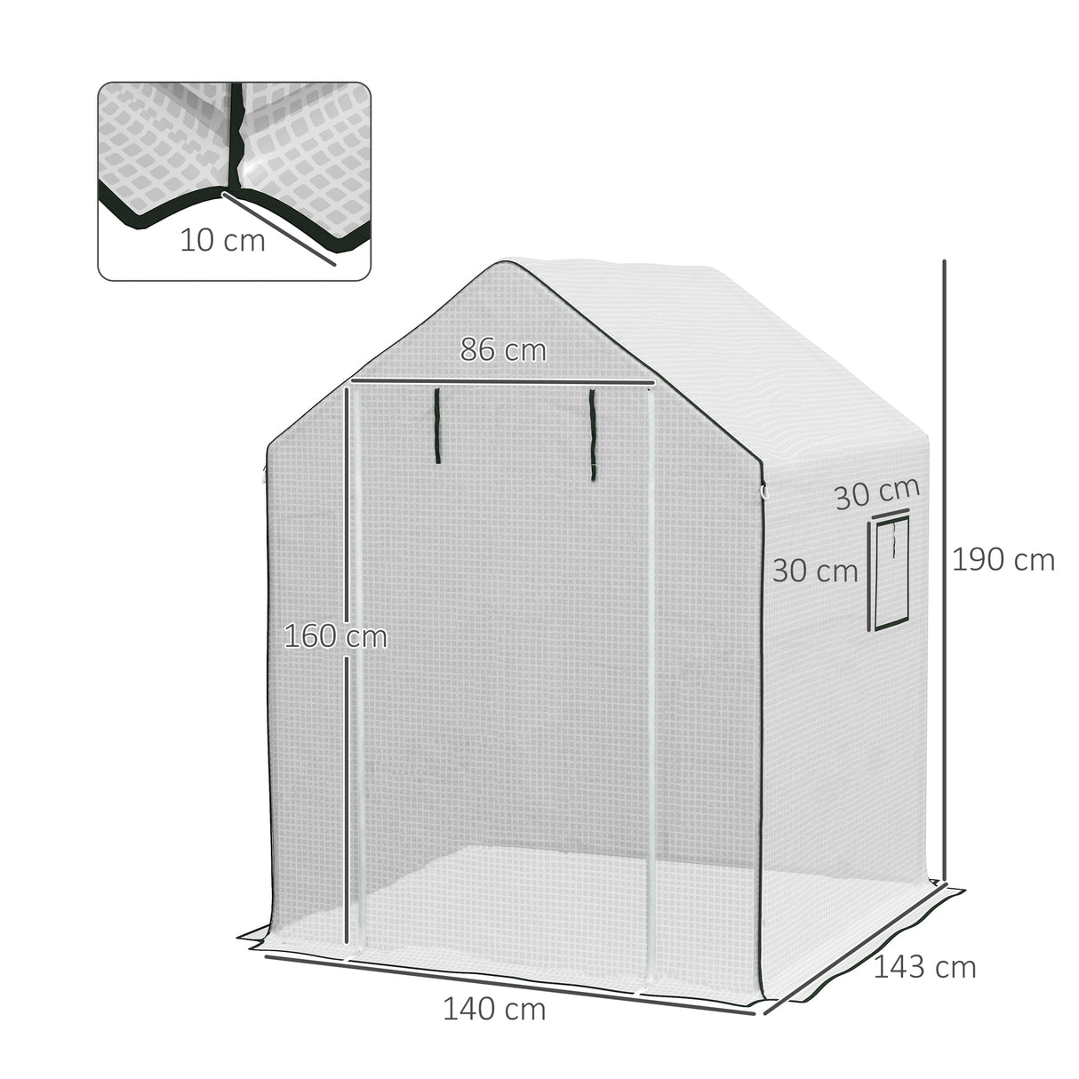 Alloy Steel Frame Garden Greenhouse 140cm Wide x 143cm Depth - Velmora