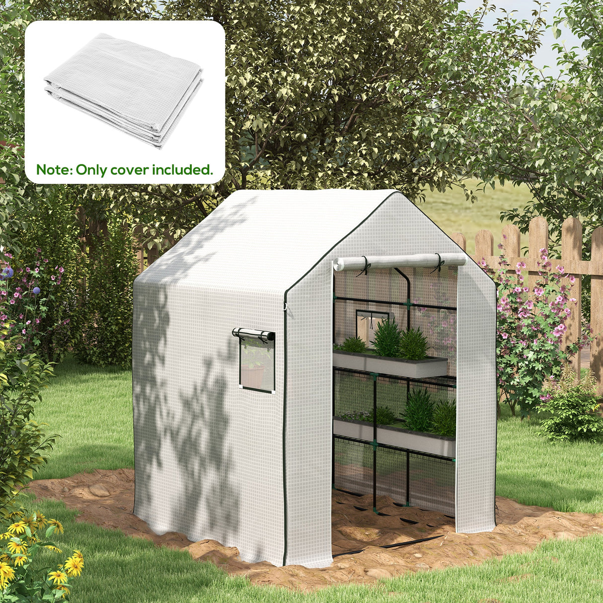 Alloy Steel Frame Garden Greenhouse 140cm Wide x 143cm Depth - Velmora