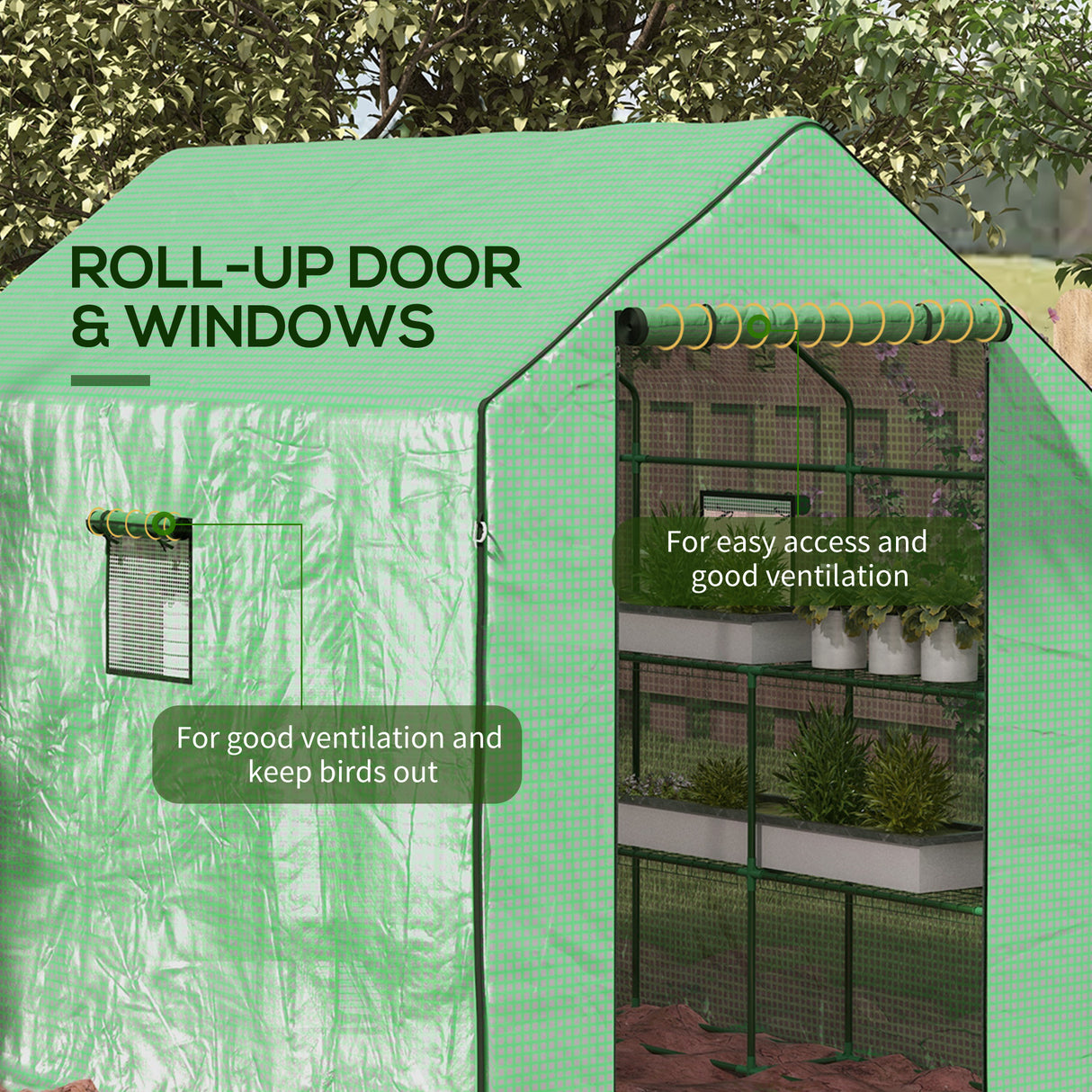 Alloy Steel Frame Garden Greenhouse 140cm Wide x 213cm Depth - Velmora