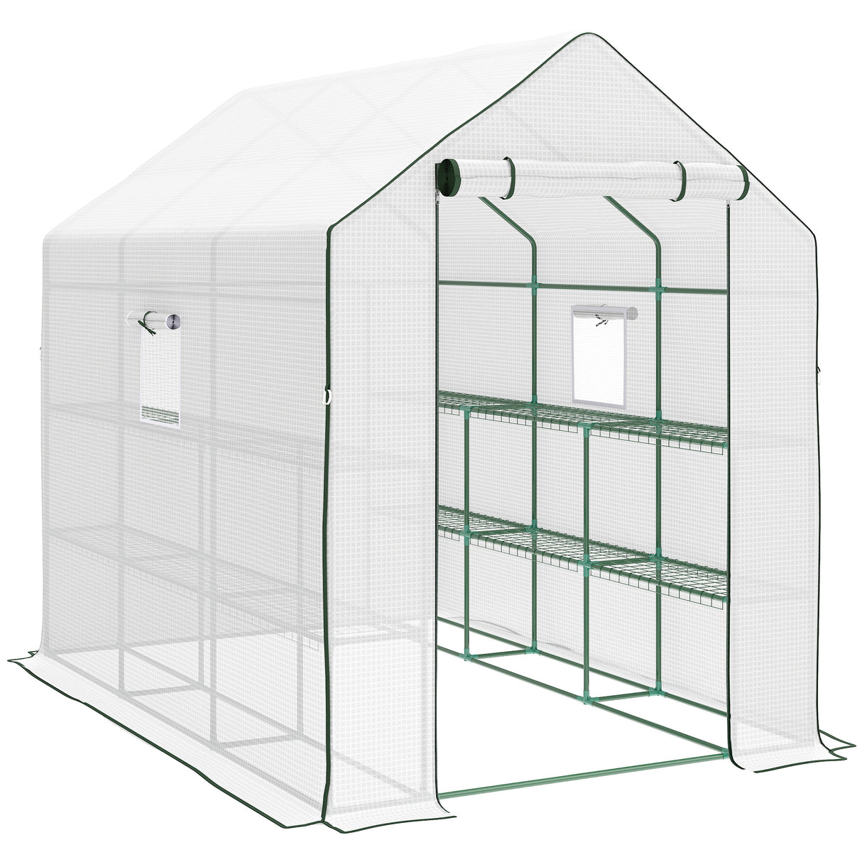 Alloy Steel Frame Garden Greenhouse 140cm Wide x 213cm Depth - Velmora