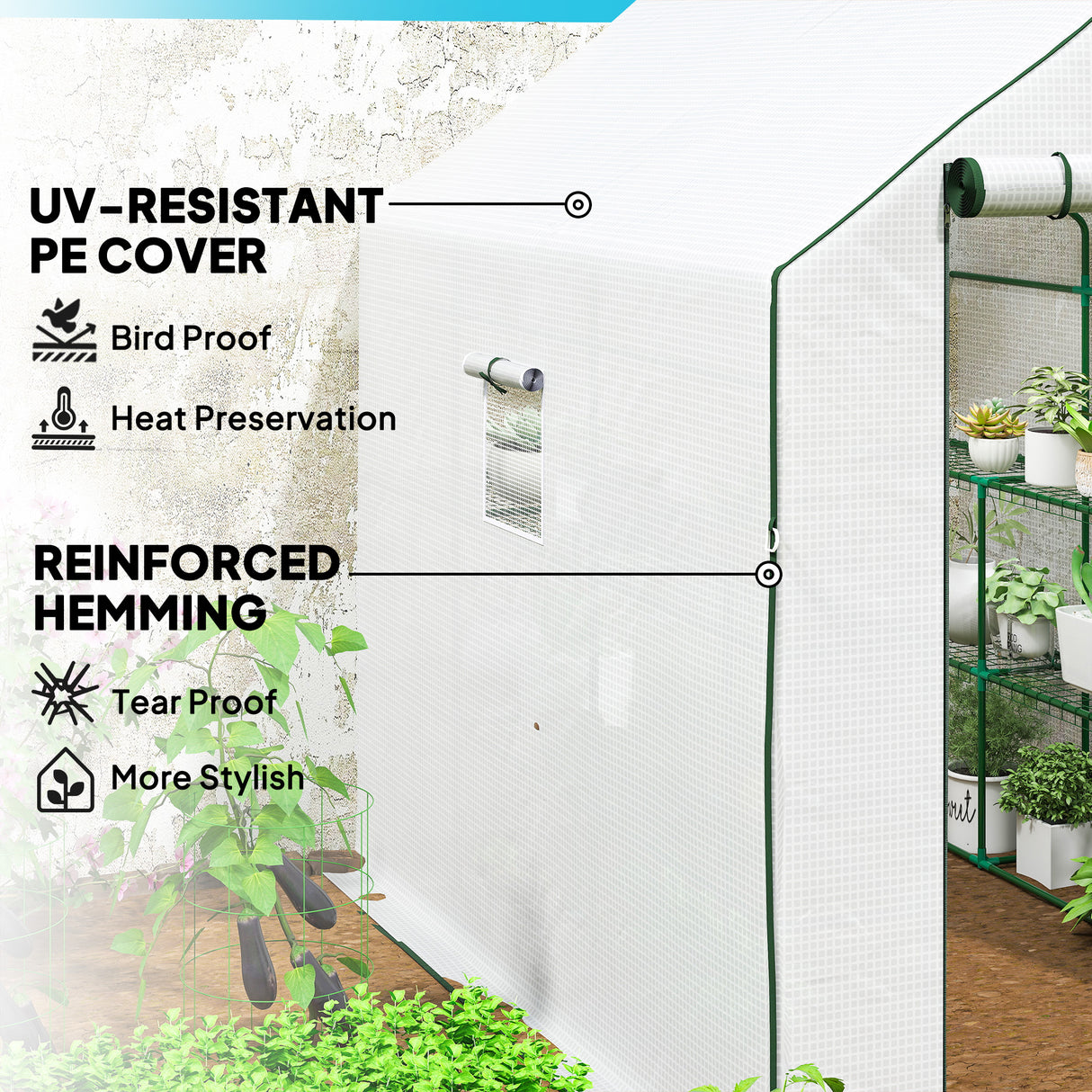 Alloy Steel Frame Garden Greenhouse 140cm Wide x 213cm Depth - Velmora
