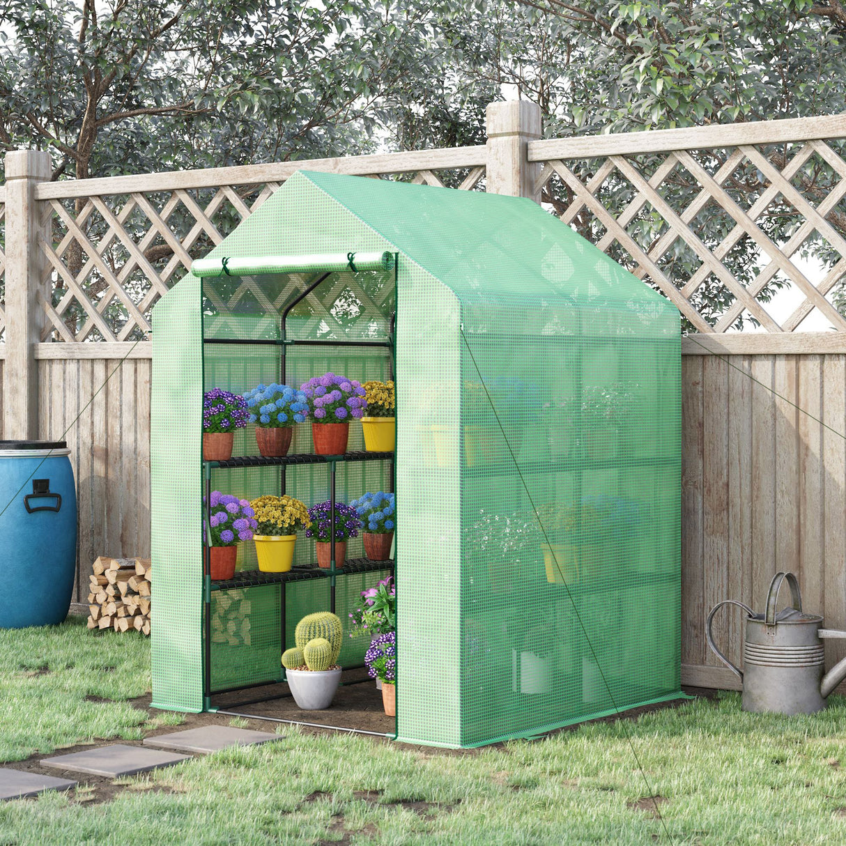 Alloy Steel Frame Garden Greenhouse 143cm Wide x 138cm Depth - Velmora