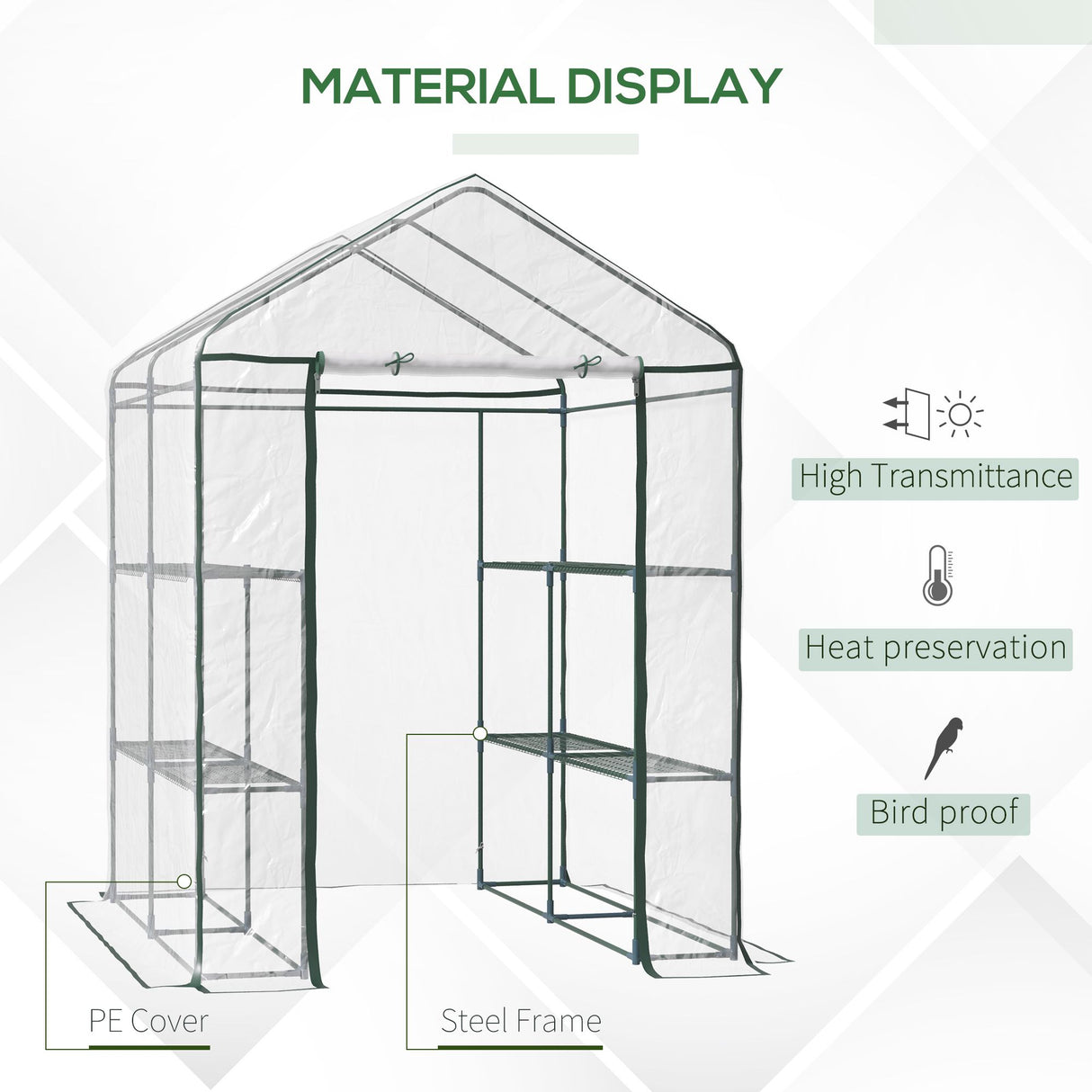 Alloy Steel Frame Garden Greenhouse 143cm Wide x 143cm Depth - Velmora