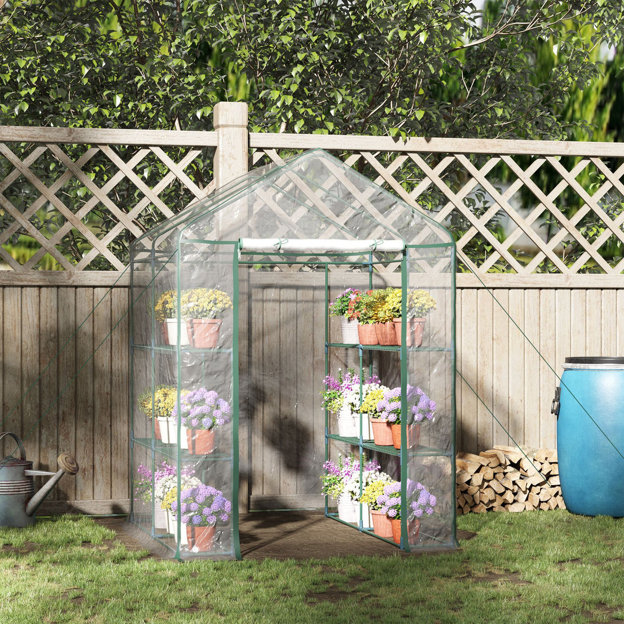 Alloy Steel Frame Garden Greenhouse 143cm Wide x 143cm Depth - Velmora