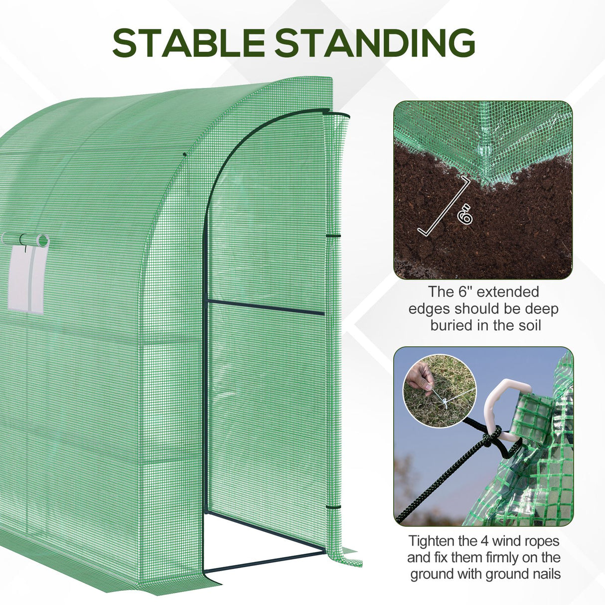 Alloy Steel Frame Garden Greenhouse 200cm Wide With Zippered Doors - Velmora