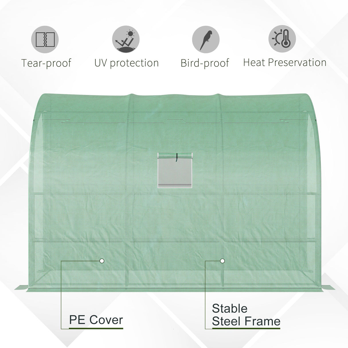 Alloy Steel Frame Garden Greenhouse 300cm Wide With Zippered Doors - Velmora