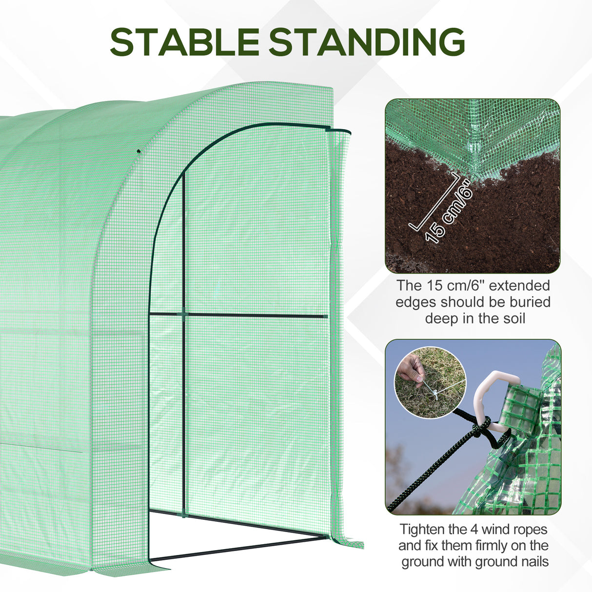 Alloy Steel Frame Garden Greenhouse 300cm Wide With Zippered Doors - Velmora