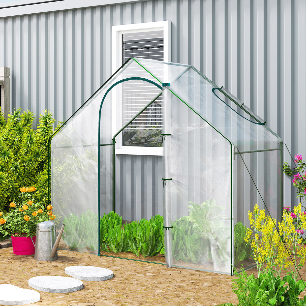 Alloy Steel Frame Garden Tomato Greenhouse 180cm Wide - Velmora