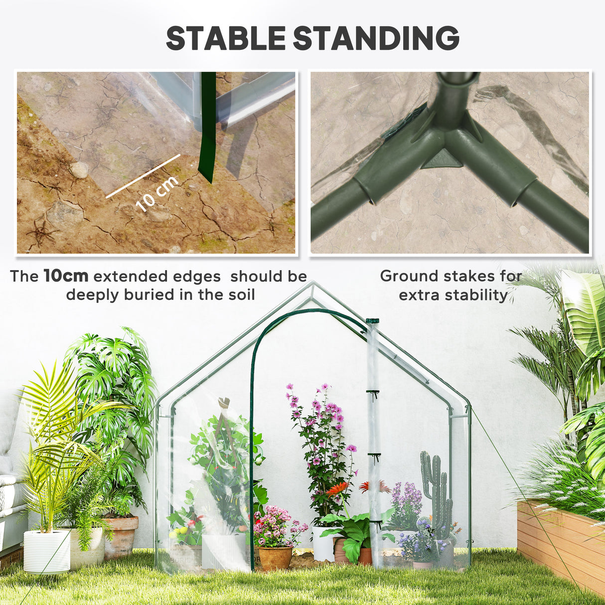 Alloy Steel Frame Garden Tomato Greenhouse 180cm Wide - Velmora
