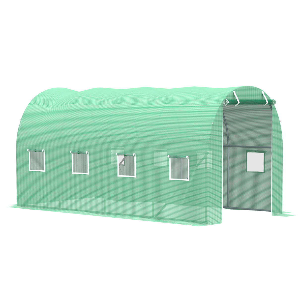 Alloy Steel Garden Greenhouse 395cm Length With 8 Mesh Windows - Velmora