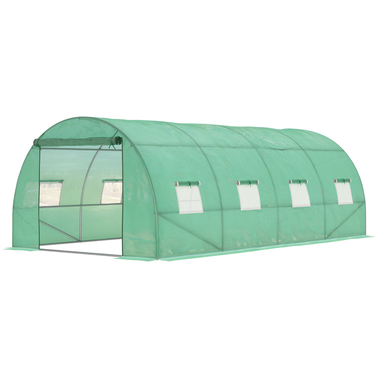 Alloy Steel Garden Greenhouse 590cm Length With 8 Mesh Windows - Velmora