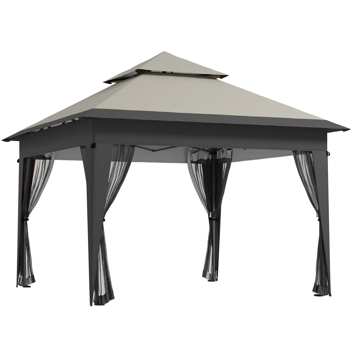 Alloy Steel Pop Up Gazebo 270cm Width x 270cm Depth With Mosquito Netting - Velmora