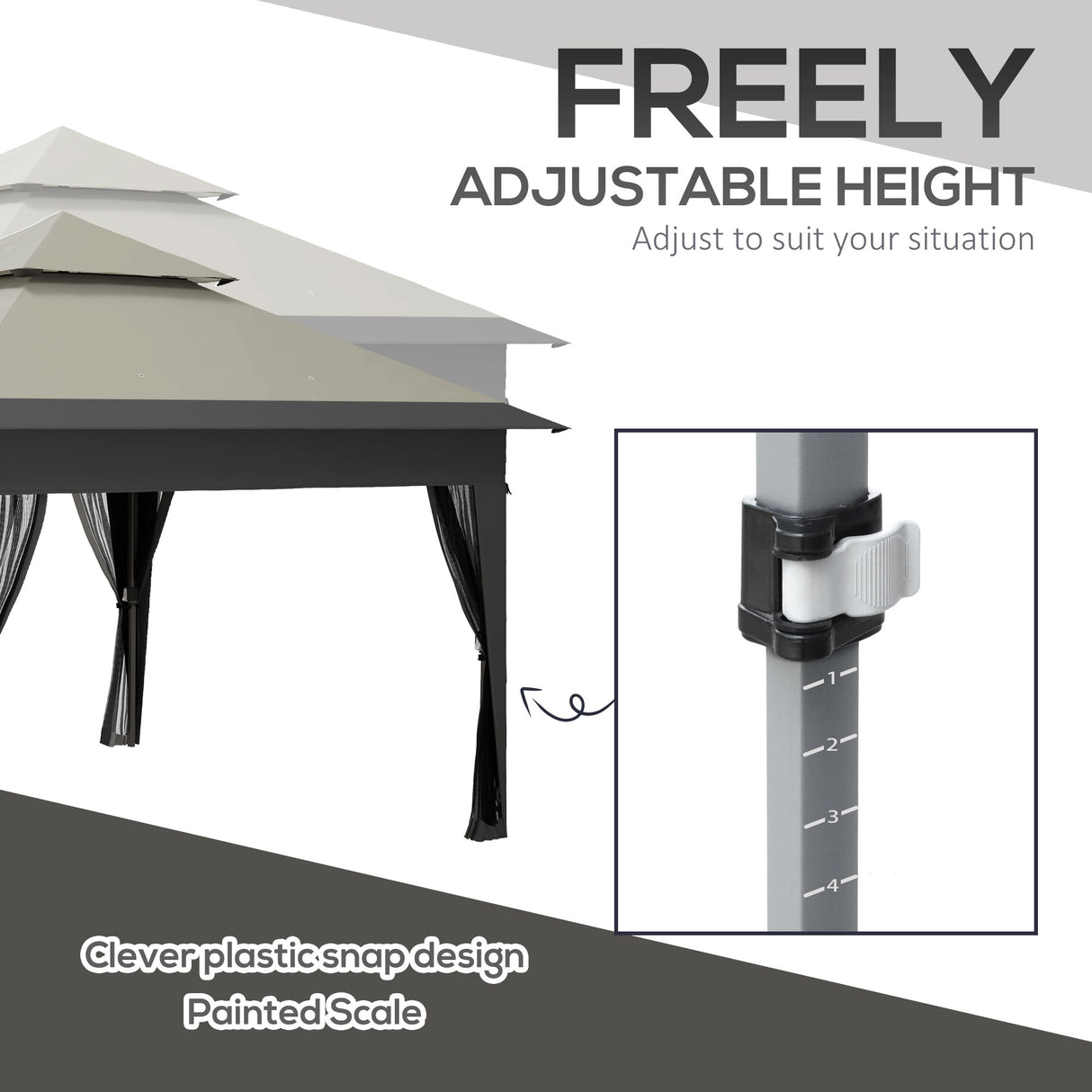 Alloy Steel Pop Up Gazebo 270cm Width x 270cm Depth With Mosquito Netting - Velmora