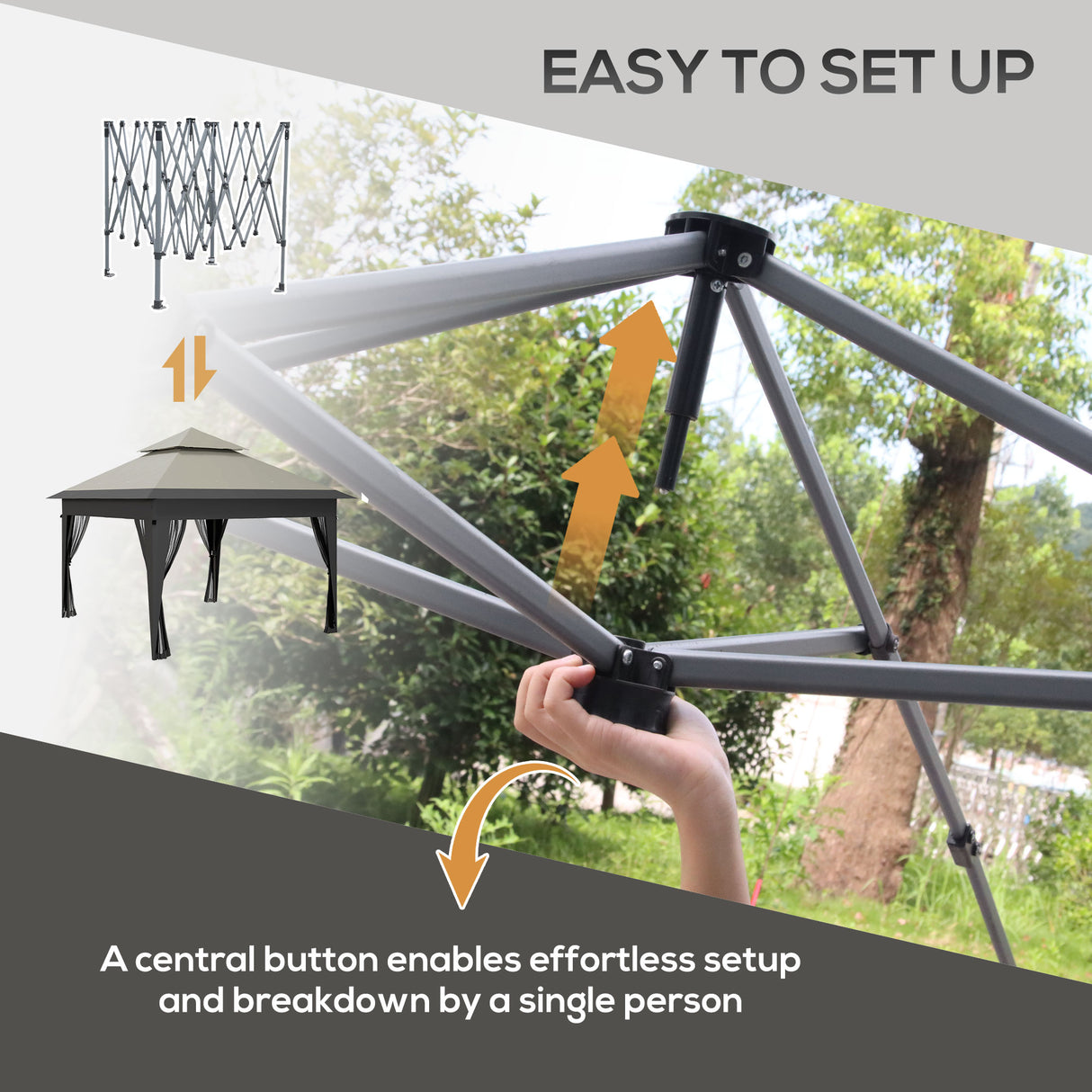 Alloy Steel Pop Up Gazebo 270cm Width x 270cm Depth With Mosquito Netting - Velmora
