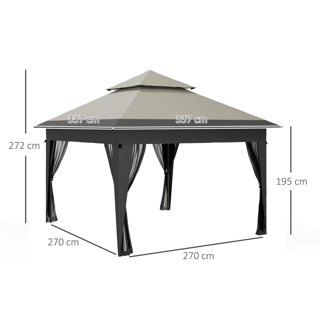 Alloy Steel Pop Up Gazebo 270cm Width x 270cm Depth With Mosquito Netting - Velmora