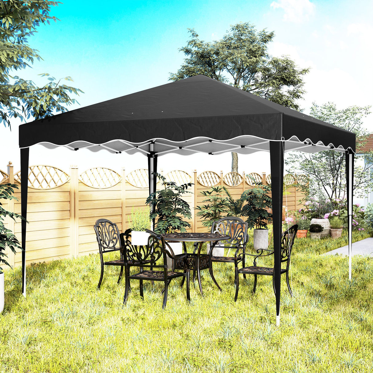 Alloy Steel Pop Up Gazebo Adjustable Height 295cm Width x 295cm Depth - Velmora