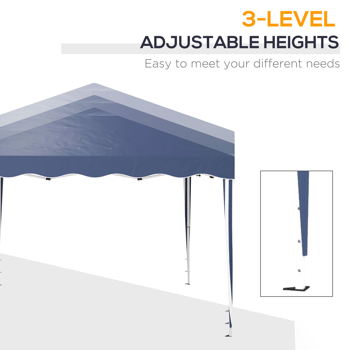 Alloy Steel Pop Up Gazebo Adjustable Height 295cm Width x 295cm Depth - Velmora