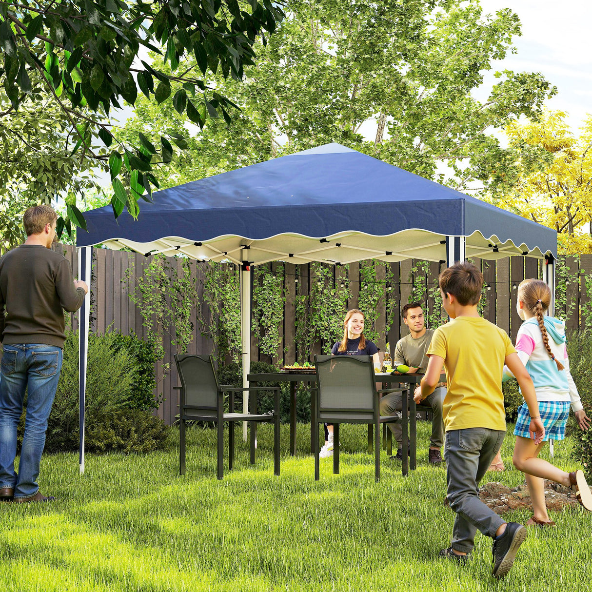 Alloy Steel Pop Up Gazebo Adjustable Height 295cm Width x 295cm Depth - Velmora