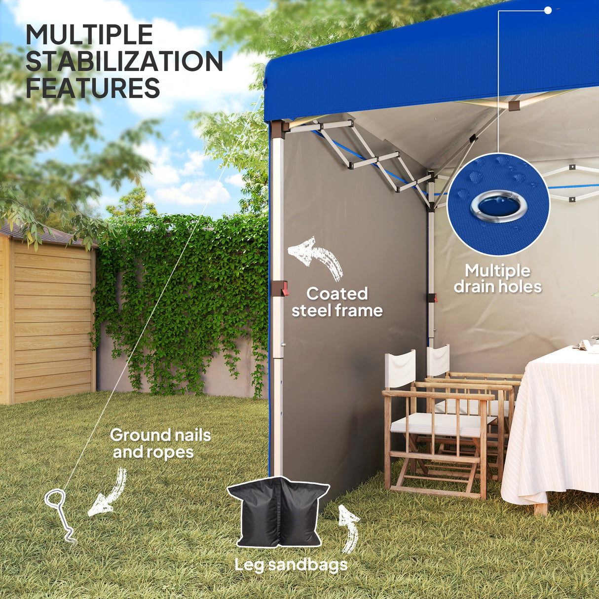 Alloy Steel Pop Up Gazebo Canopy 297cm Width x 297cm Depth With UPF30+ Protection - Velmora