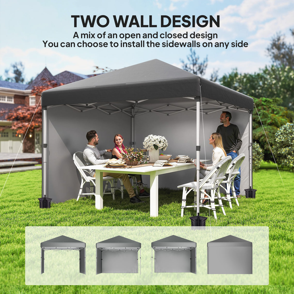 Alloy Steel Pop Up Gazebo Canopy 297cm Width x 297cm Depth With UPF30+ Protection - Velmora
