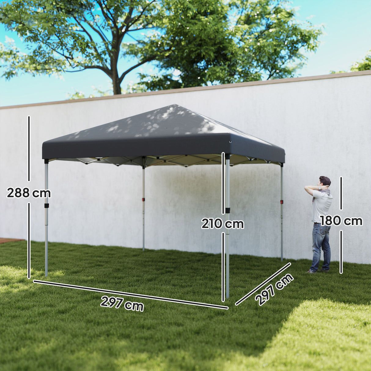 Alloy Steel Pop Up Gazebo Canopy 297cm Width x 297cm Depth With UPF30+ Protection - Velmora