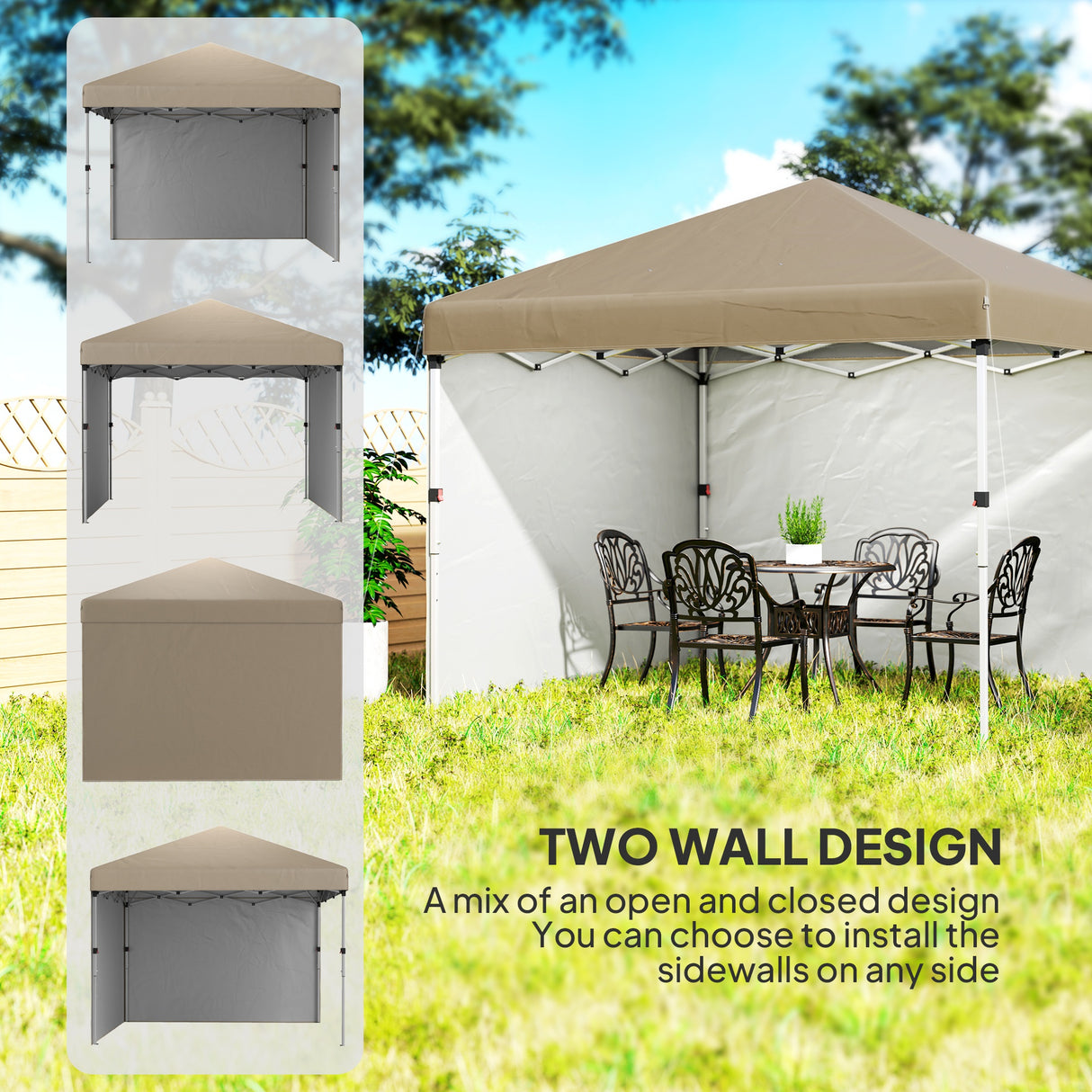 Alloy Steel Pop Up Gazebo Canopy 297cm Width x 297cm Depth With UPF30+ Protection - Velmora
