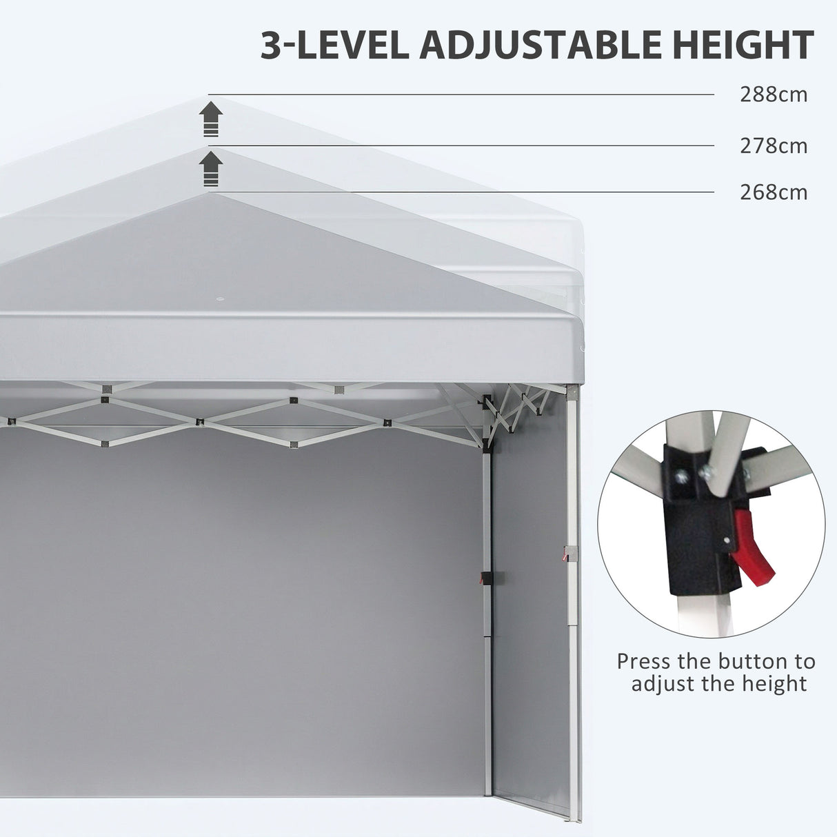 Alloy Steel Pop Up Gazebo Canopy 297cm Width x 297cm Depth With UPF30+ Protection - Velmora