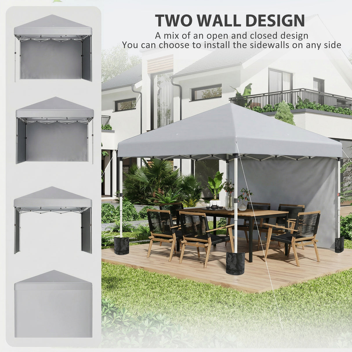 Alloy Steel Pop Up Gazebo Canopy 297cm Width x 297cm Depth With UPF30+ Protection - Velmora