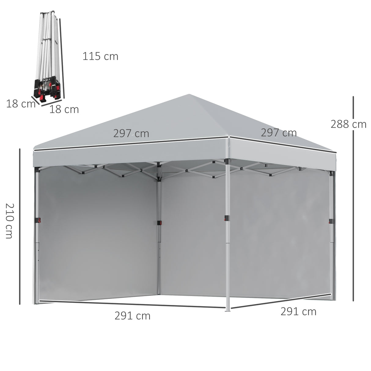 Alloy Steel Pop Up Gazebo Canopy 297cm Width x 297cm Depth With UPF30+ Protection - Velmora