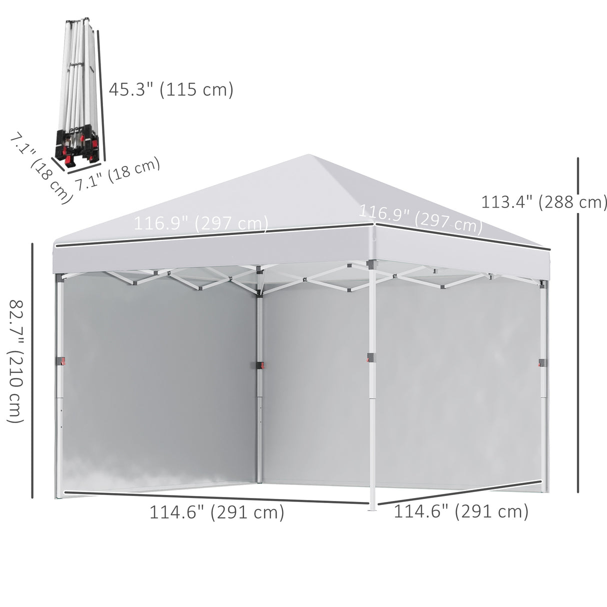 Alloy Steel Pop Up Gazebo Canopy 297cm Width x 297cm Depth With UPF30+ Protection - Velmora