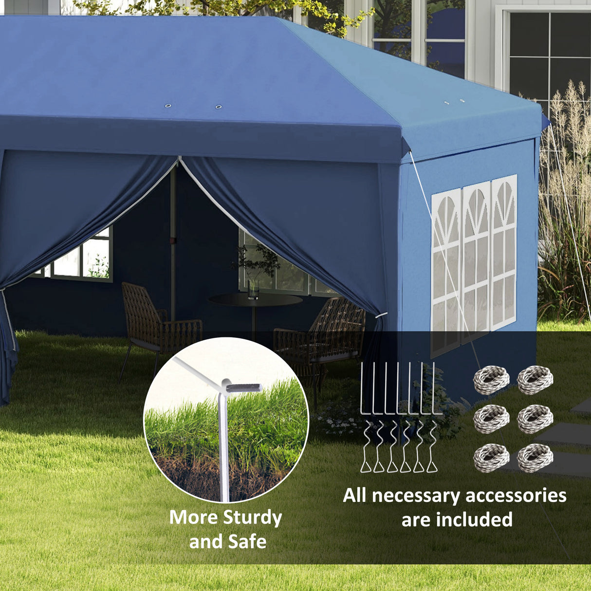 Alloy Steel Pop Up Gazebo Canopy 400cm Width x 300cm Depth With Curtain Walls - Velmora