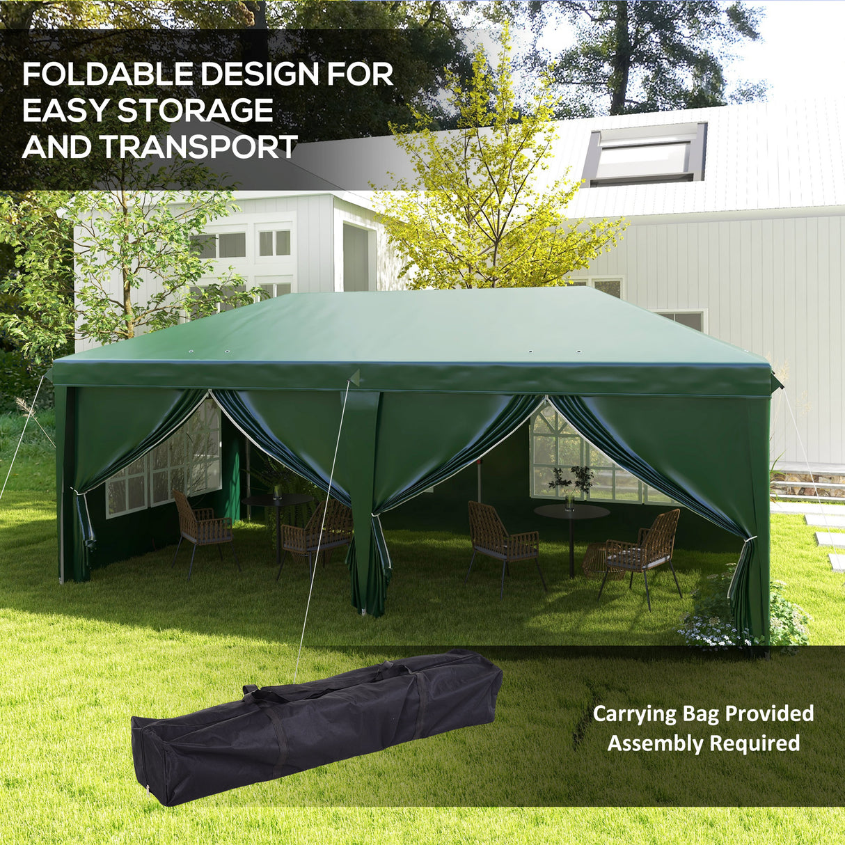 Alloy Steel Pop Up Gazebo Canopy 400cm Width x 300cm Depth With Curtain Walls - Velmora