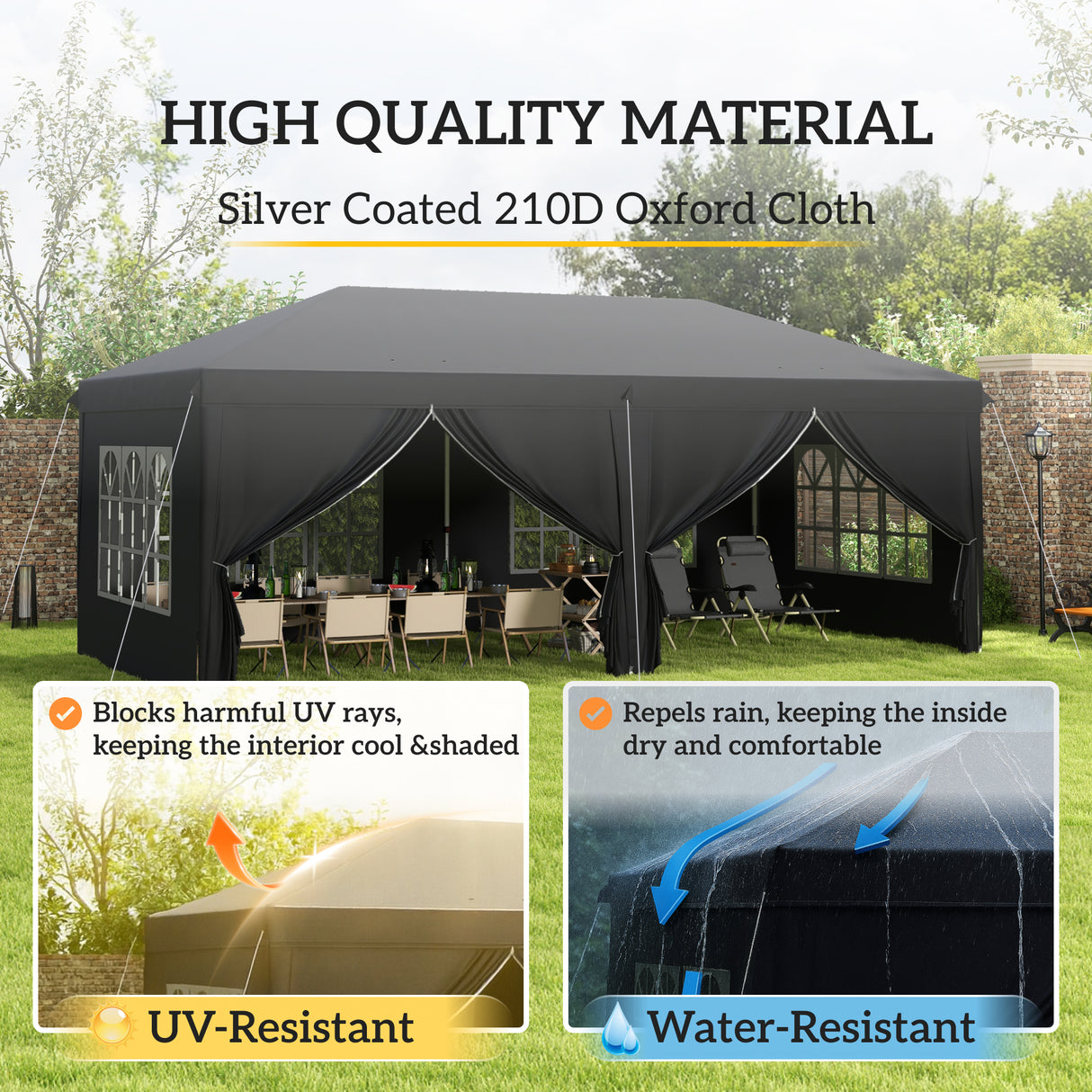 Alloy Steel Pop Up Gazebo Canopy 400cm Width x 300cm Depth With Curtain Walls - Velmora