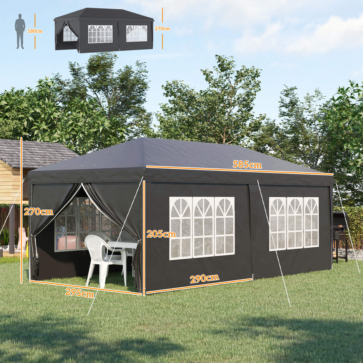 Alloy Steel Pop Up Gazebo Canopy 400cm Width x 300cm Depth With Curtain Walls - Velmora